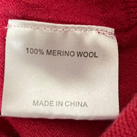 Animale Medium Red Mock Neck Merino Wool Sweater - Picture 6 of 7